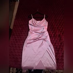 Elegant Pink Satin Dress